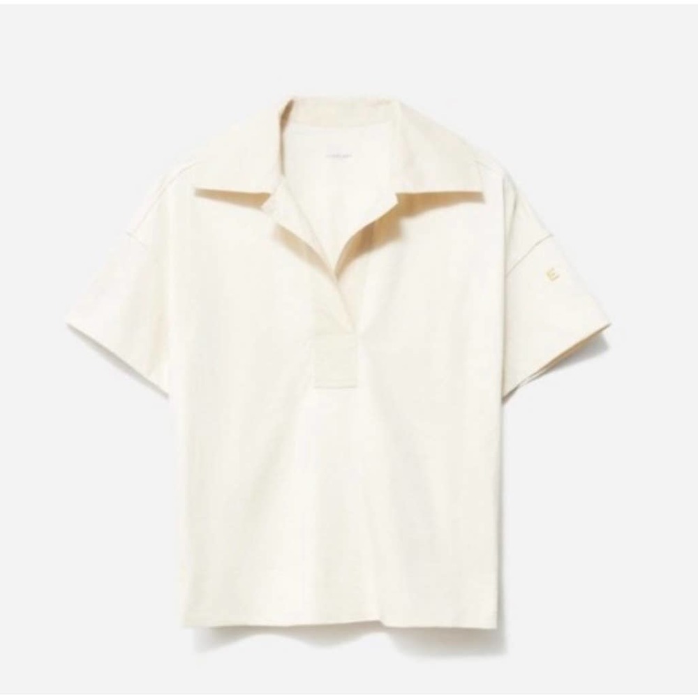 NWT Everlane Retro Jersey Polo Cream Top Women Size XXS